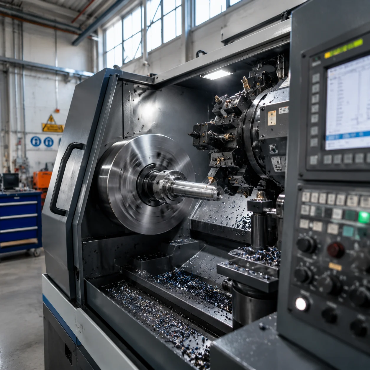 Precision CNC Turning machine in operation
