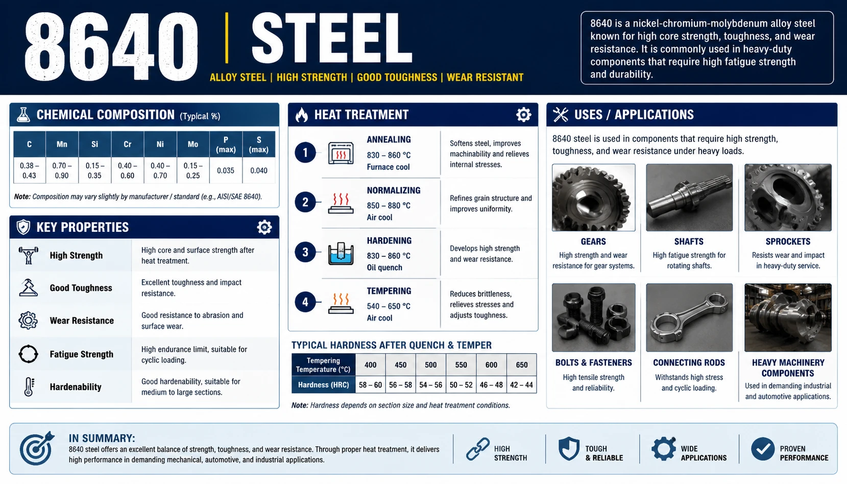 8640 Steel Properties Composition Heat Treatment and Uses