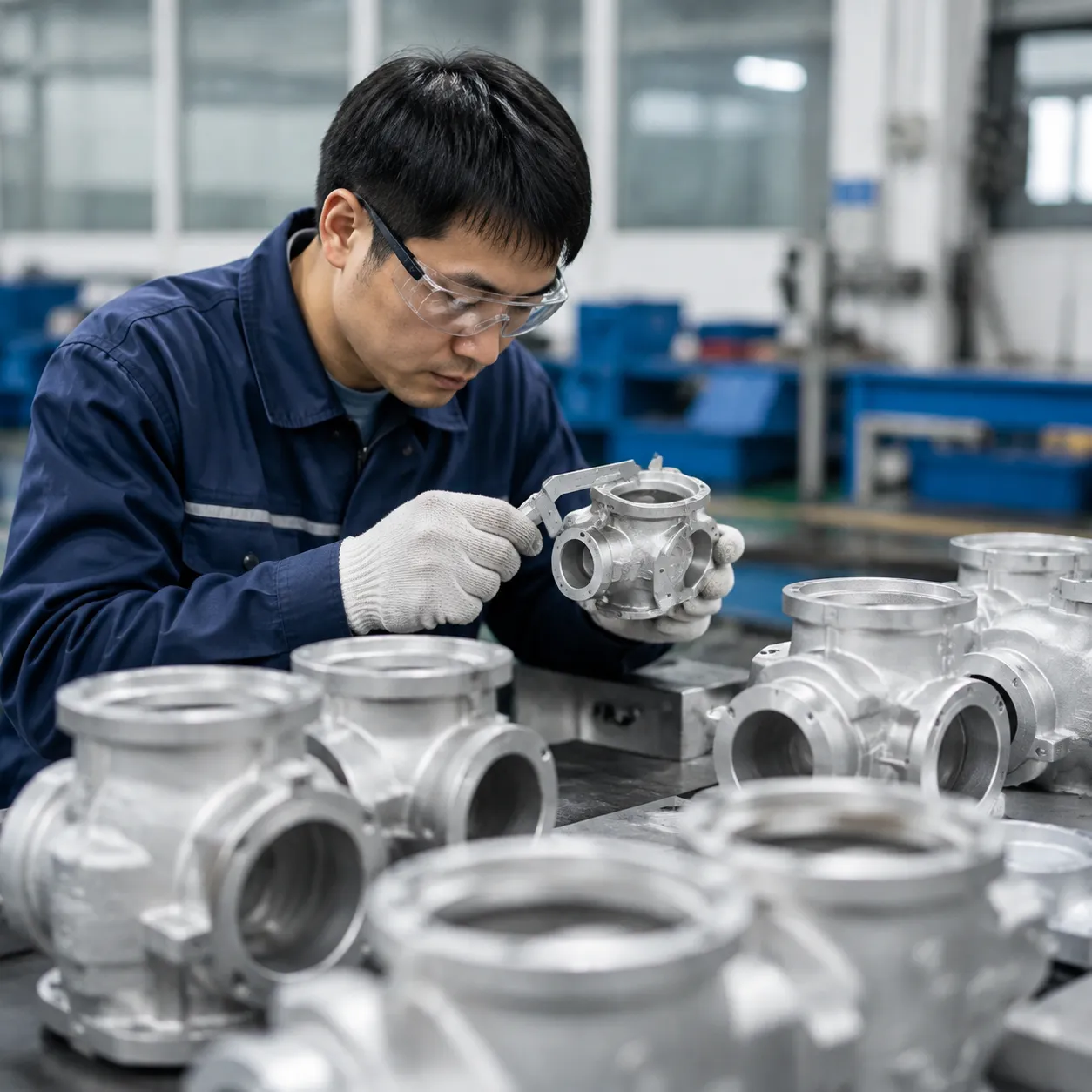Aluminium-Sandguss-Ventilkörper Qualitätskontrolle